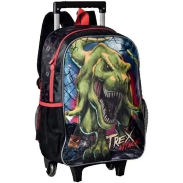 KIT MOCHILA COM RODAS + LANCHEIRA + ESTOJO - T-REX ATTACK CLIO