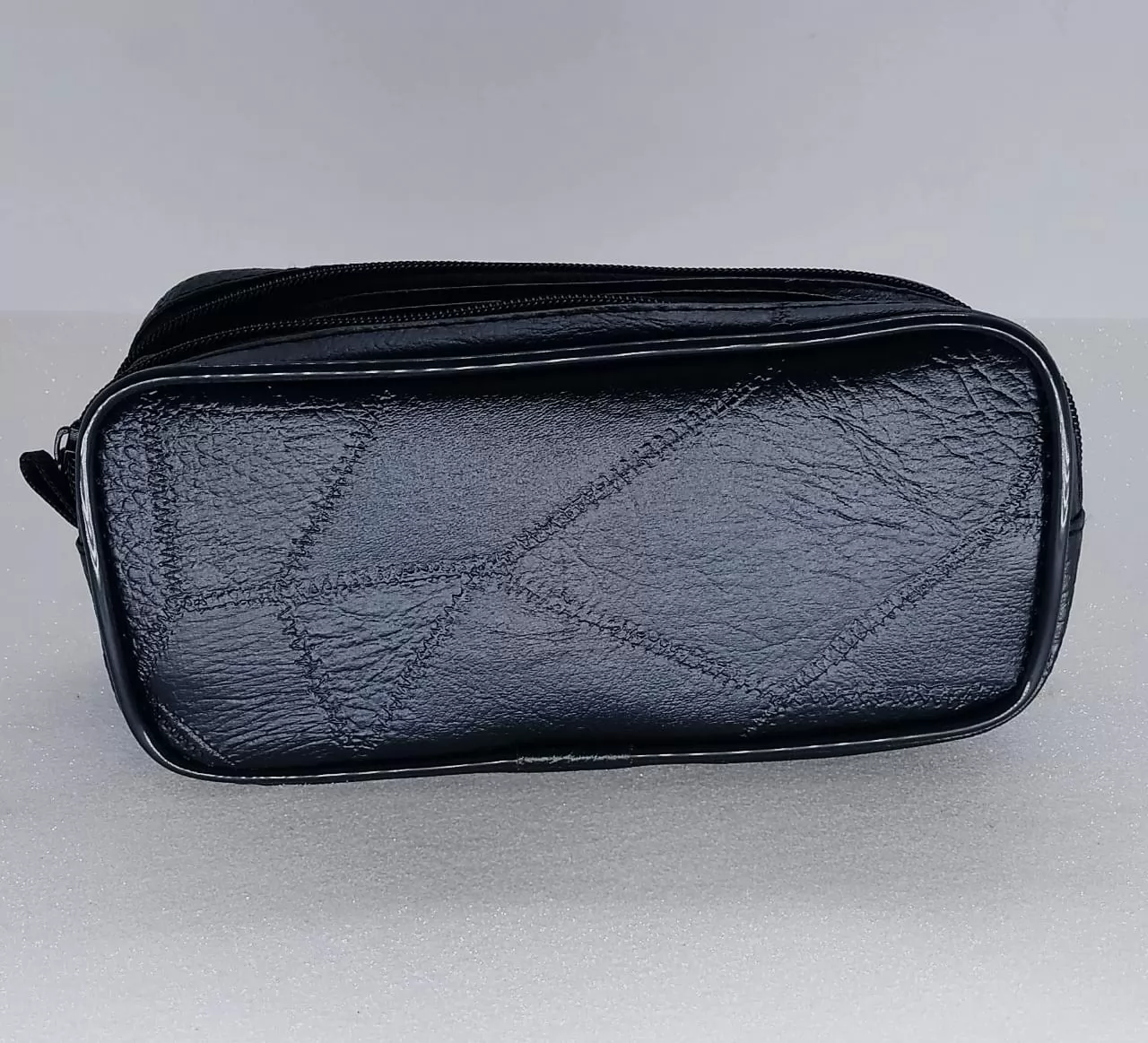 ESTOJO COURO PRETO 2 ZÍPER BK 22 COU - AC BAG