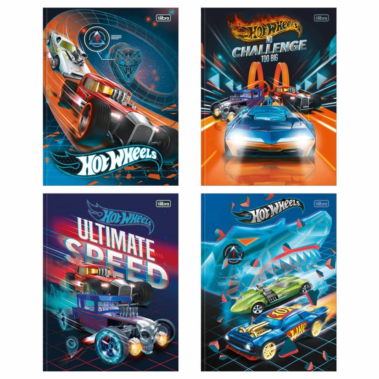 CADERNO BROCHURA CAPA DURA HOT WHEELS 80 FOLHAS 1 MATÉRIA