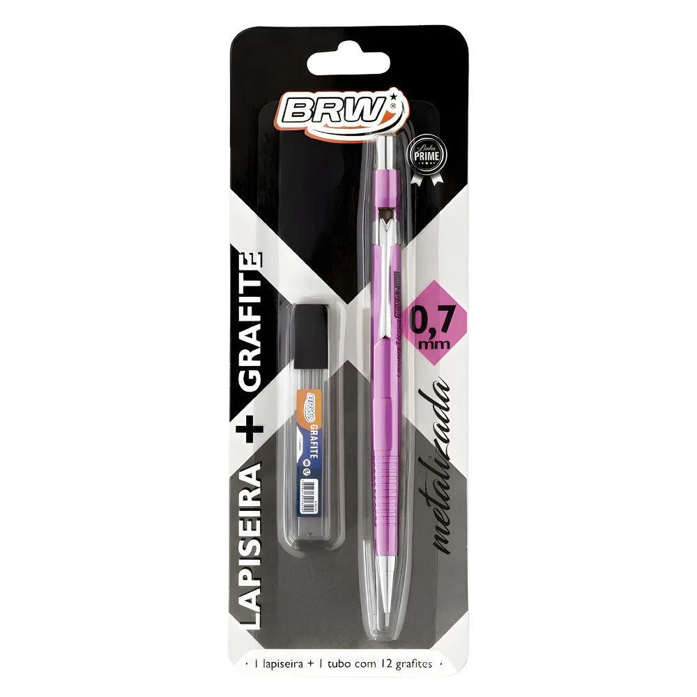LAPISEIRA TÉCNICA 0.7MM COM GRAFITE - BLISTER (ROSA METALIZADO)