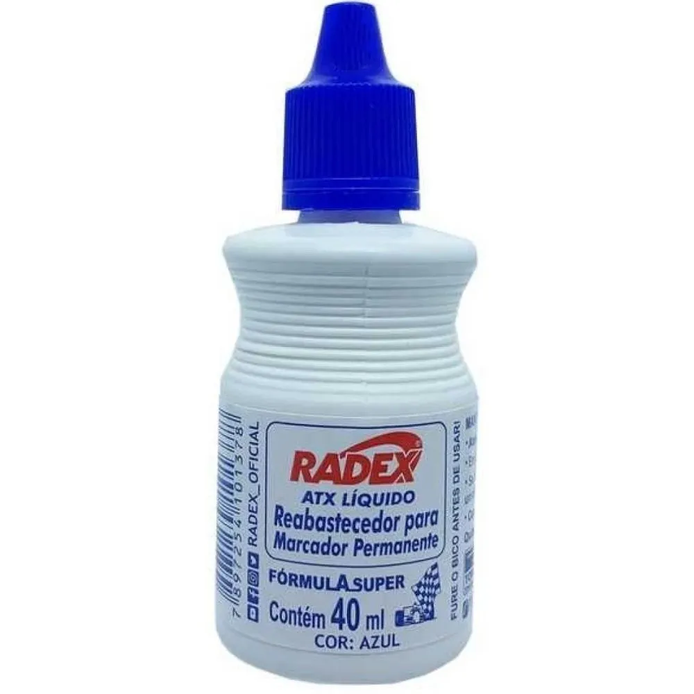 TINTA MARCADOR PERMANENTE REABASTECEDOR 40ML AZUL - RADEX