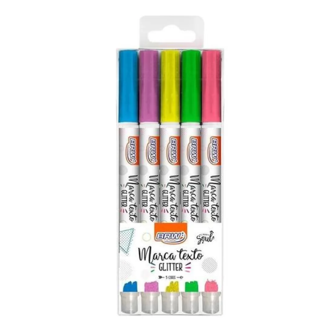 MARCA TEXTO GLITTER BLISTER C/ 5UN - BRW