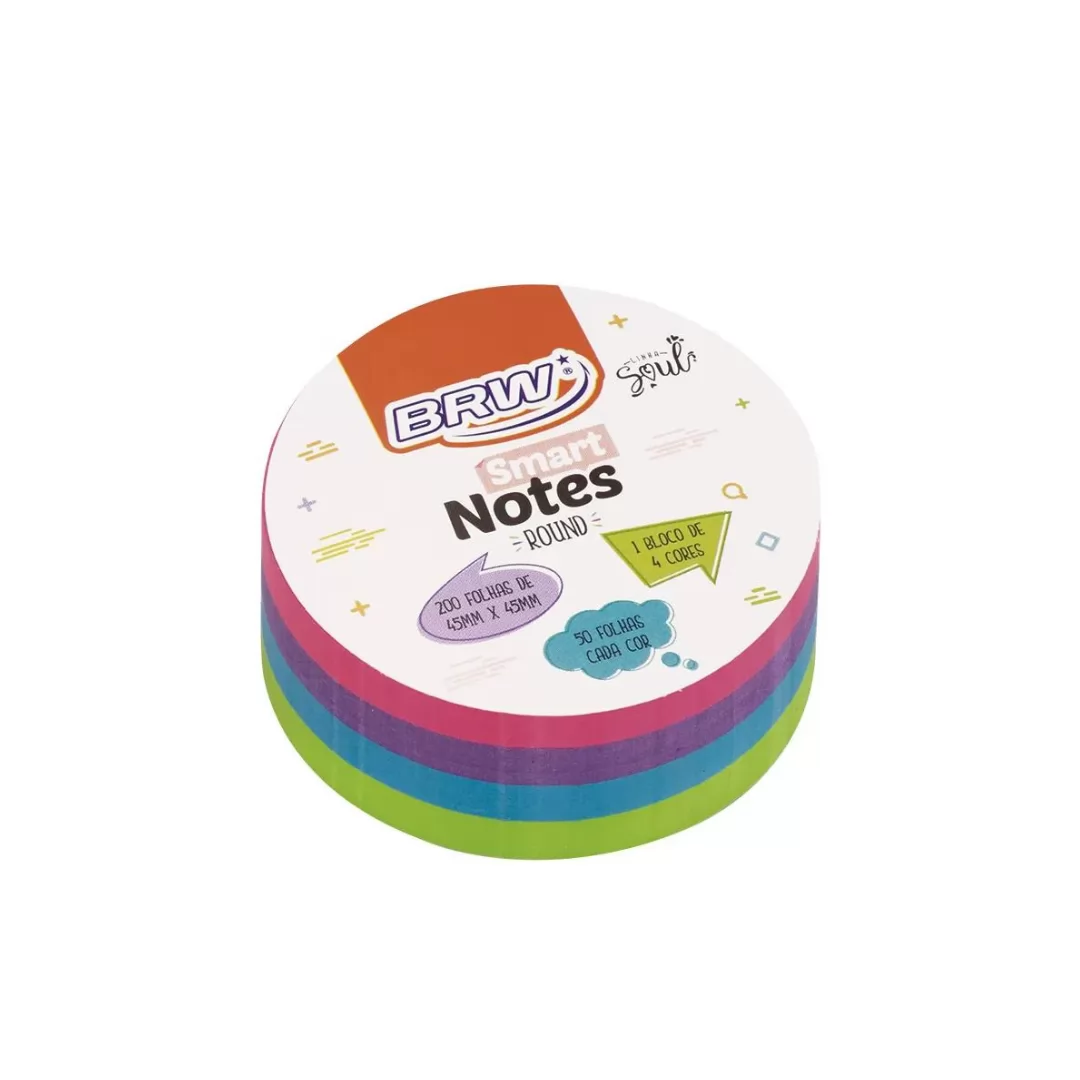 BLOCO SMART NOTES ROUND 45X45MM COLORIDO SOUL 200 FOLHAS