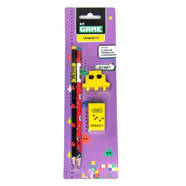 KIT LAPIS HB GAME 2 LAPIS/APONTADOR/BORRACHA