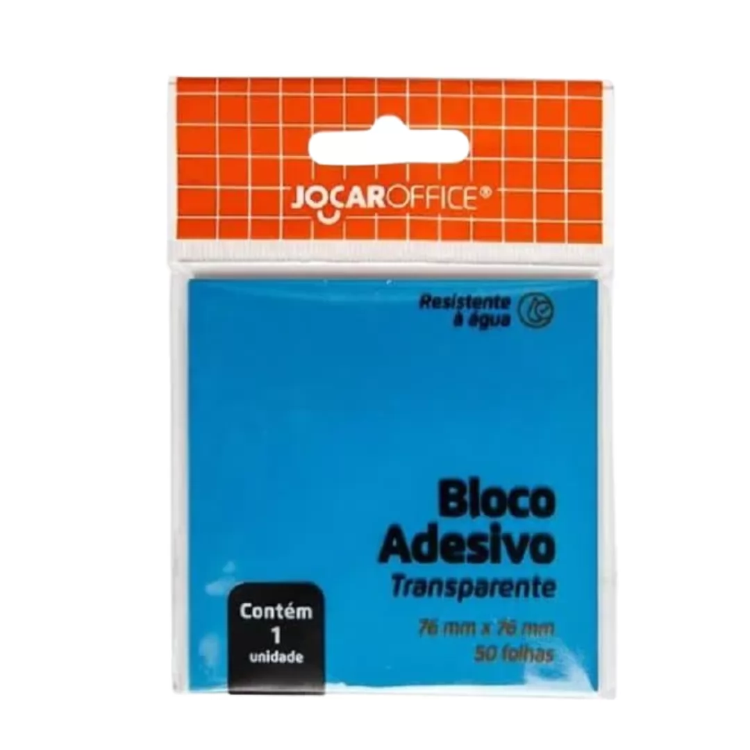 BLOCO ADESIVO TRANSPARENTE AZUL 76MMX76MM 50F