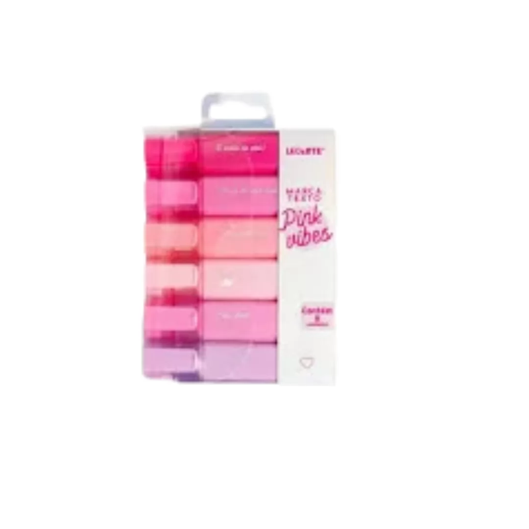 MARCA-TEXTO PINK VIBES 6 CORES LEOARTE