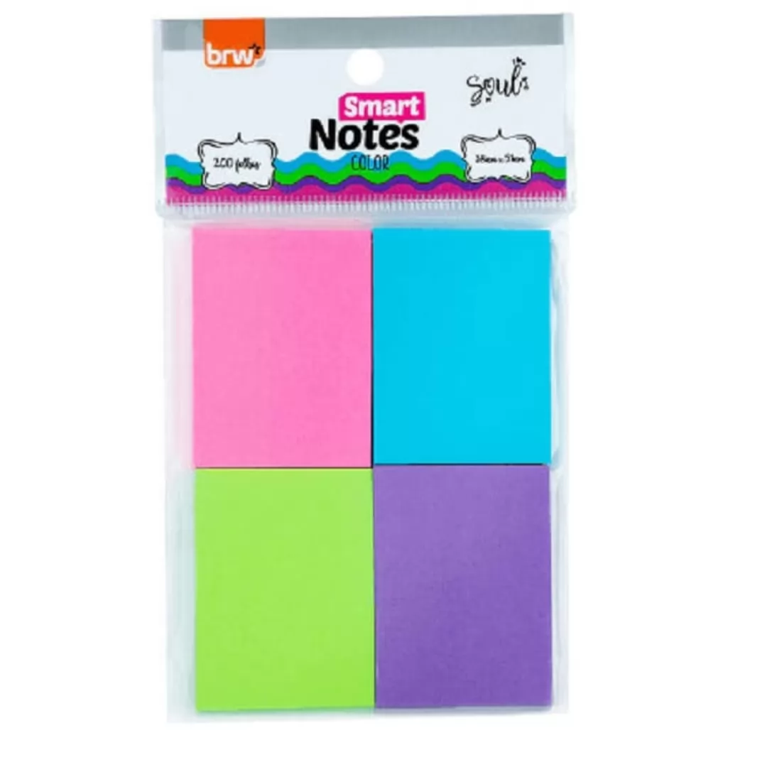 BLOCO SMART NOTES 38X51MM- COLOR ROSA/AZUL/VERDE/ROXO - 50FLS - 4BLOCOS