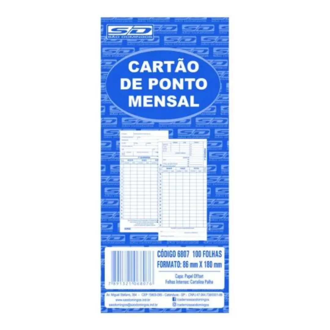 CARTAO PONTO PALHA 100 UN 86X180 - SÃO DOMINGOS
