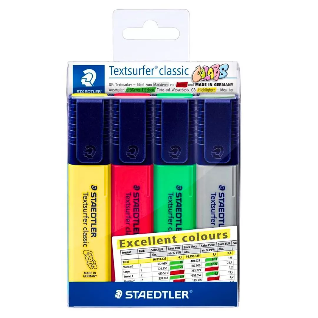 MARCA TEXTO STAEDTLER  CLASSIC EXCEL 4 CORES ESTOJO