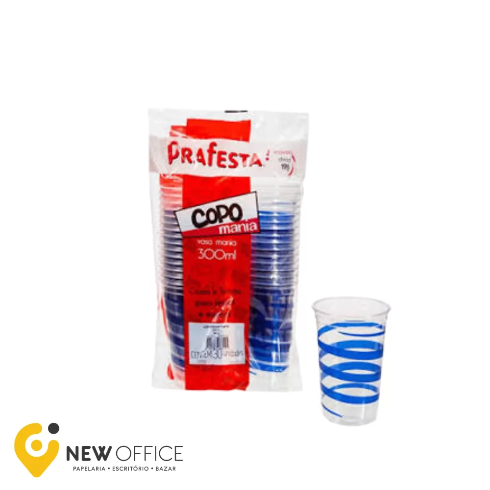 COPO MANIA FESTA AZUL 300ML 30UN - PRAFESTA