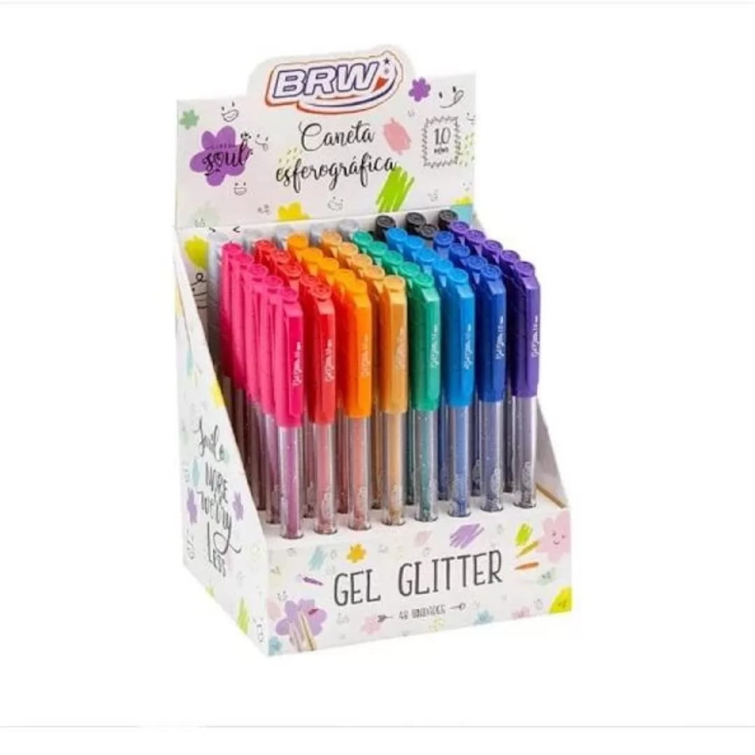 CANETA ESFEROGRÁFICA GEL GLITTER 1.0MM CORES SORTIDAS - BRW