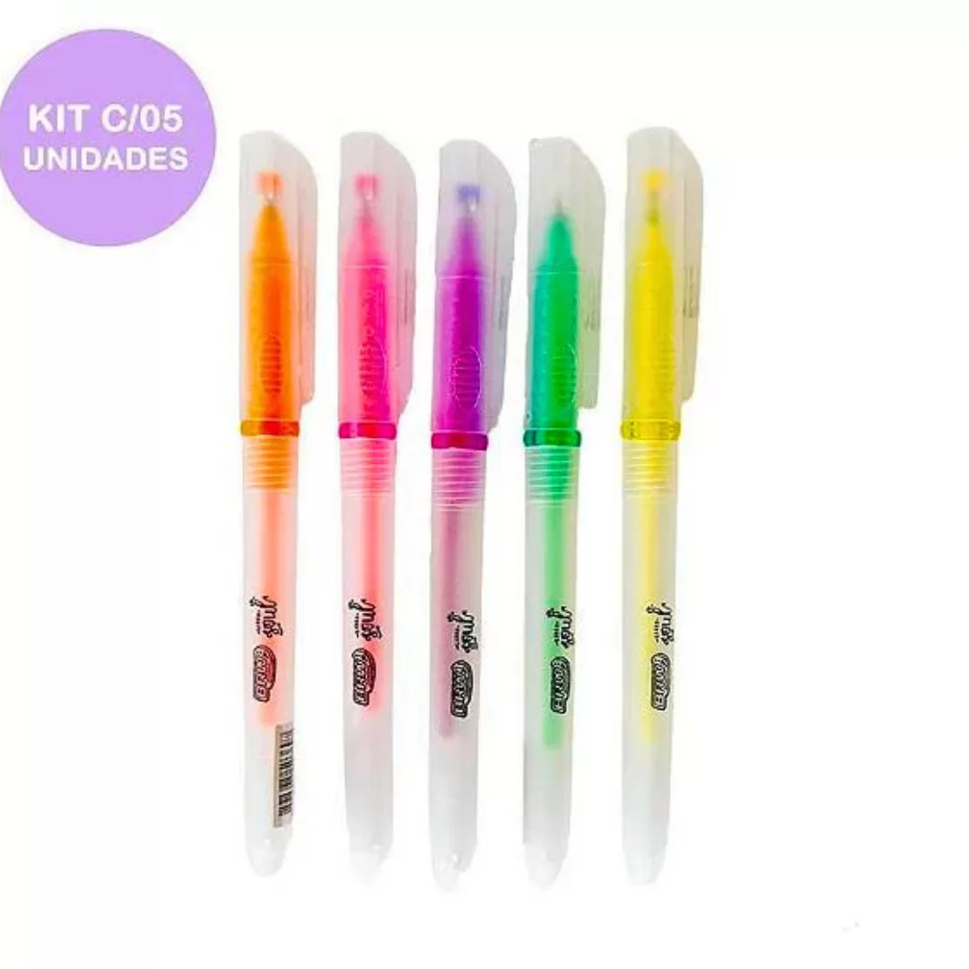 CANETA ESFEROGRÁFICA GEL FLUORESCENTE 1.0 MM CORES SORTIDAS- BRW