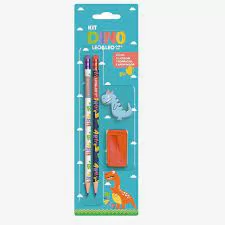 KIT LAPIS HB DINO 2 LAPIS/APONTADOR/BORRACHA - LEOELEO