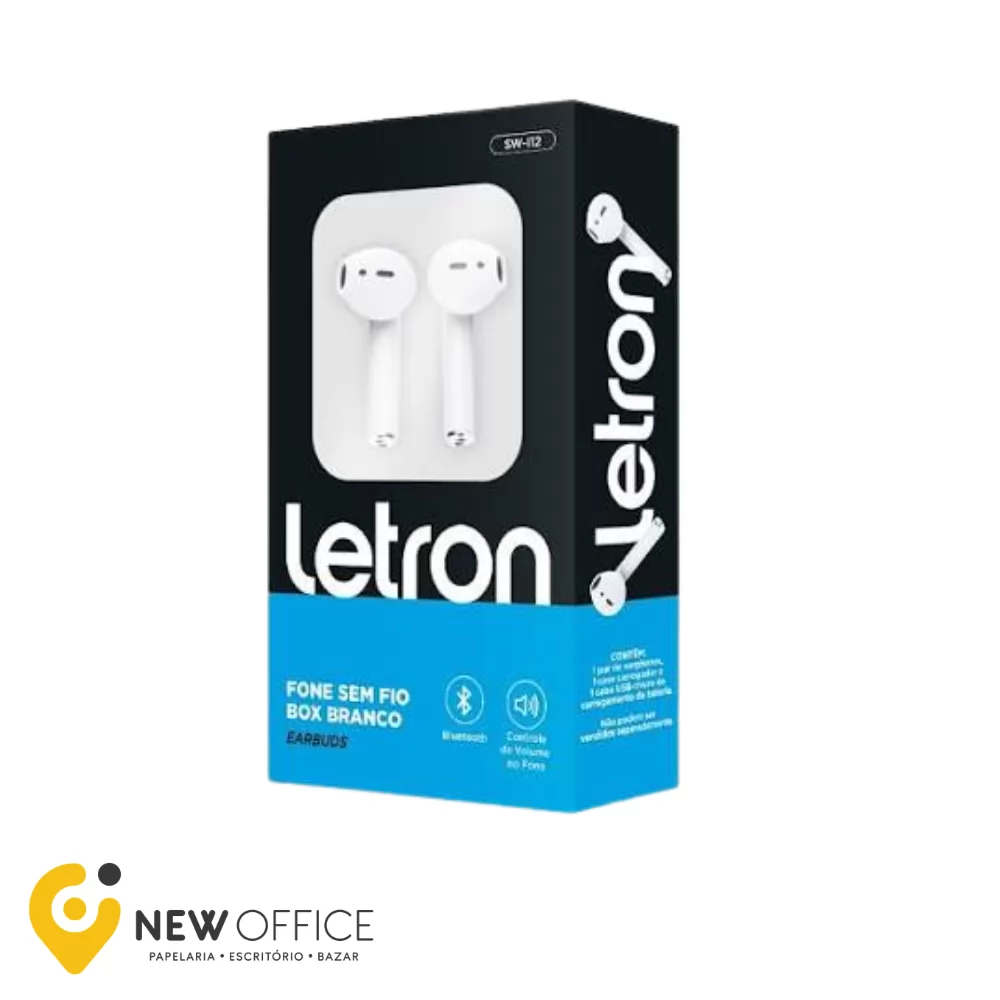 FONE SEM FIO BOX BRANCO  EARBUDS CASE CARREGADOR BLUETOOTH- LETRON