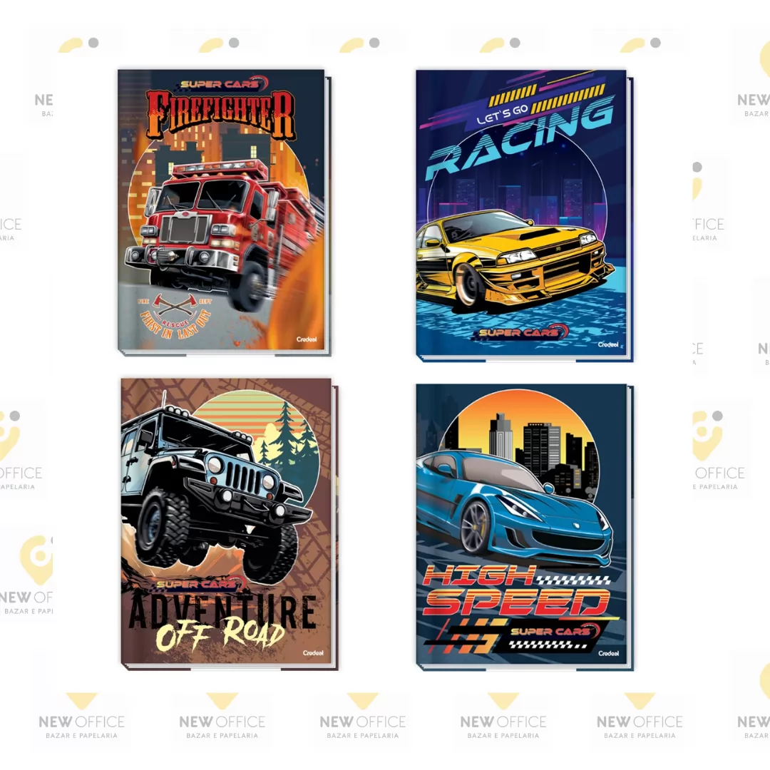 CADERNO BROCHURA UNIVERSITÁRIO 80 FLS SUPER CARS- CREDEAL