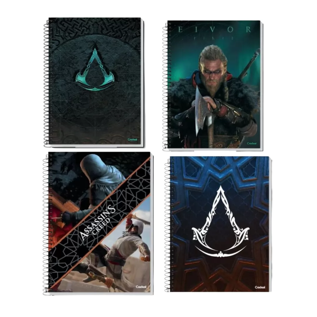 CADERNO UNIVERSITÁRIO 1M 80 FLS ASSASSINS CREED- CREDEAL