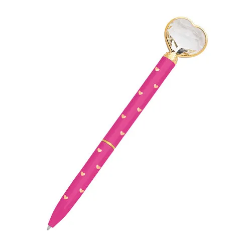 CANETA CORACAO DIAMANTE LOVE PINK PRETA-MOLIN
