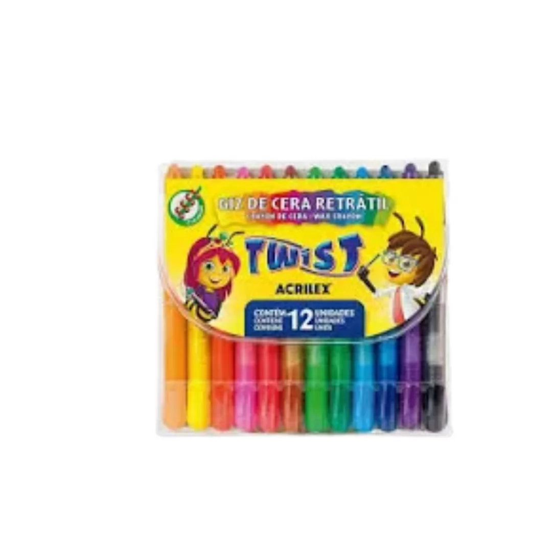 GIZ DE CERA TWIST RETRATIL 12 CORES  -ACRILEX