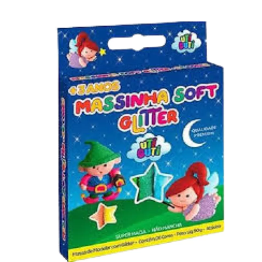 MASSINHA SOFT GLITTER UTIGUTI ESTOJO 90G 6 CORES- UTIGUTI