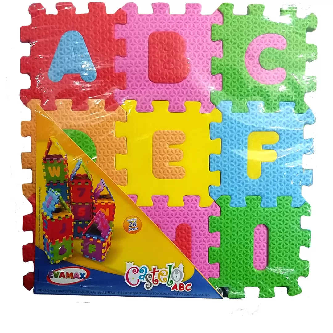CASTELO ALFANUMÉRICO 36PC 8X8CMX5MM COLOR- EVAMAX