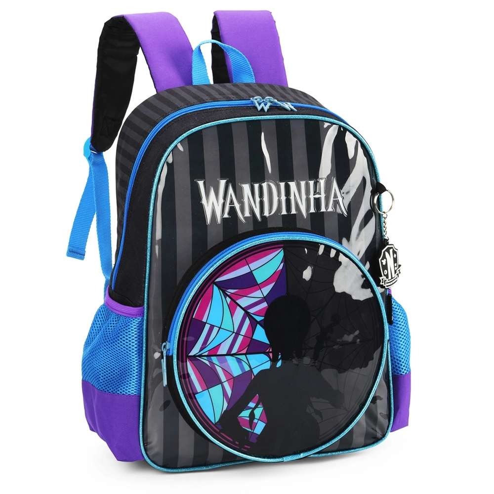 MOCHILA WANDINHA PRETO COM CIANO LUXCEL