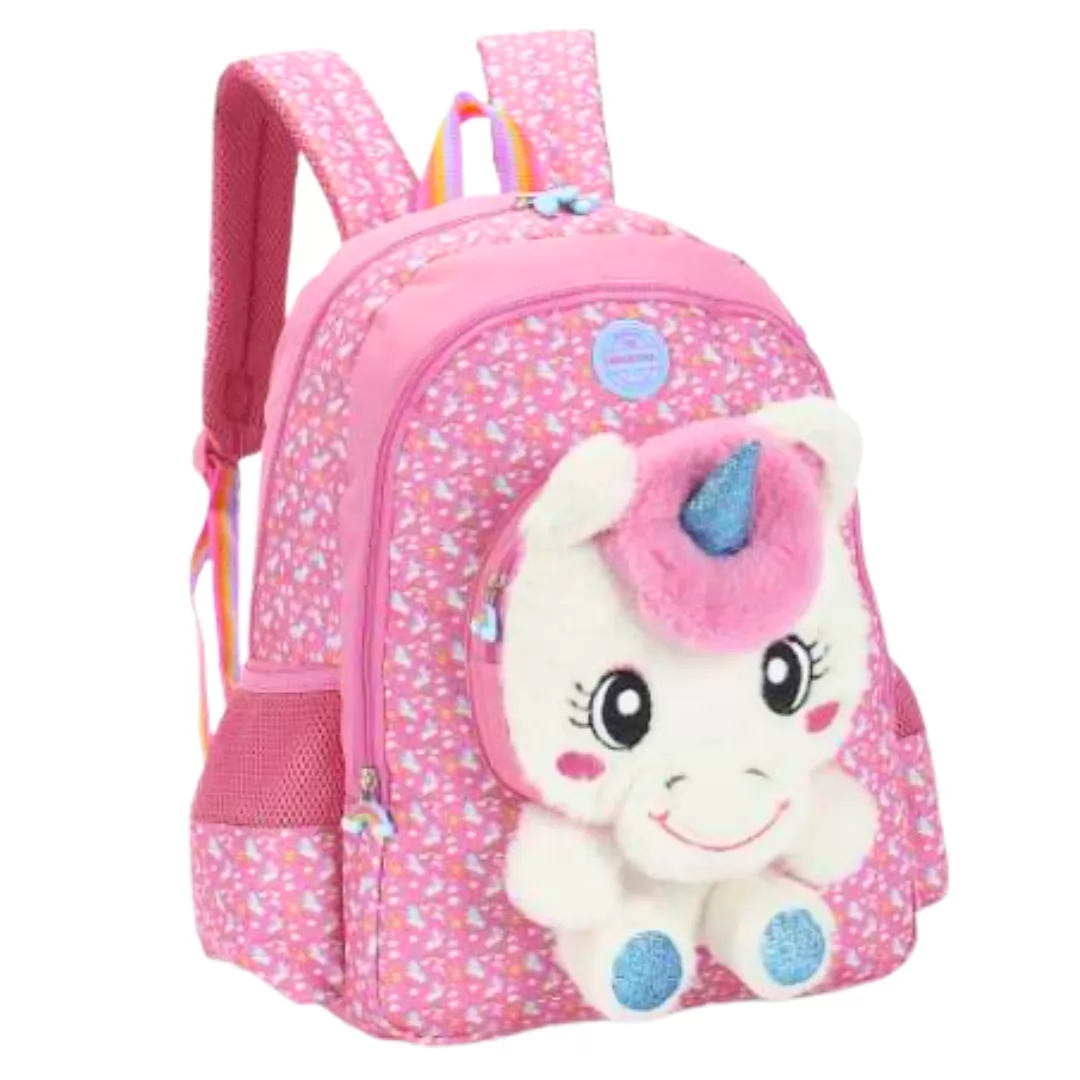 MOCHILA DE COSTAS UNICÓRNIO PELUCIA UP4YOU PINK LUXCEL