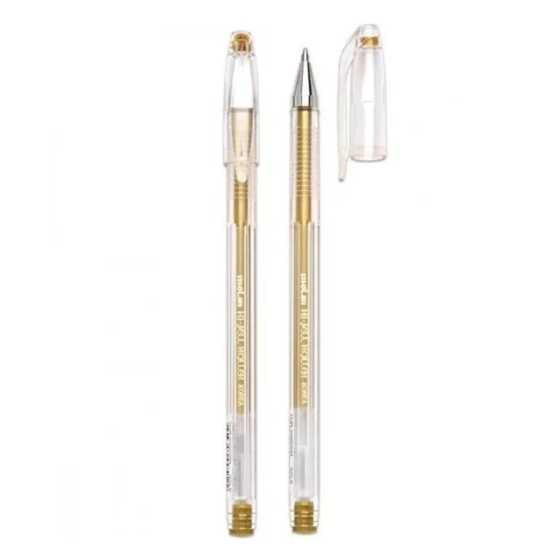 CANETA GEL METALICA OURO MOLIN