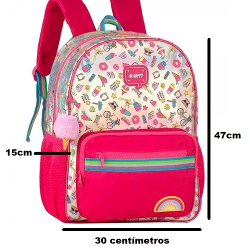MOCHILA DE COSTAS HOLOGRÁFICA PINK CHAVEIRO SORVETINHO - CLIO STYLE
