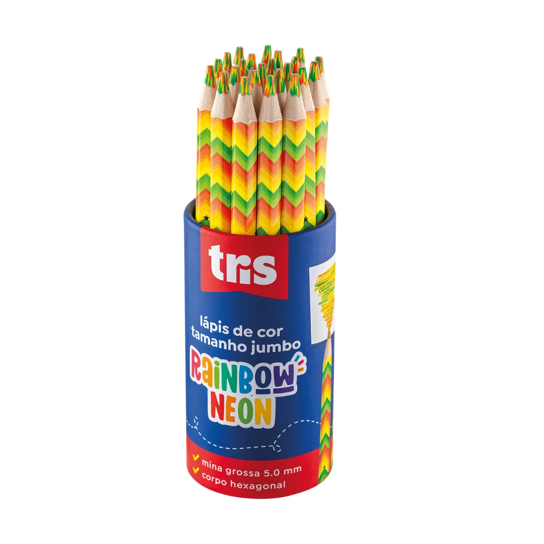 LAPIS DE COR JUMBO TRIS RAINBOW NEON 5.0 MM