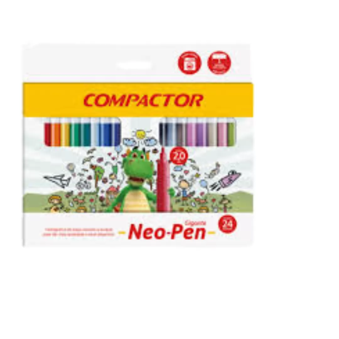 HIDROCOR NEO PEN GIGANTE 24 CORES PONTA 2MM - COMPACTOR