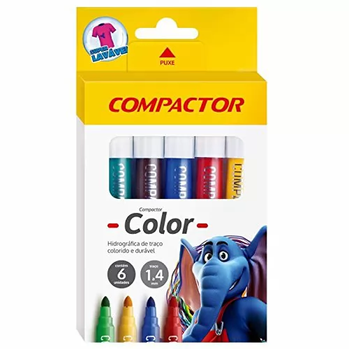 CANETA HIDROCOR COLOR C/ 6 CORES - COMPACTOR