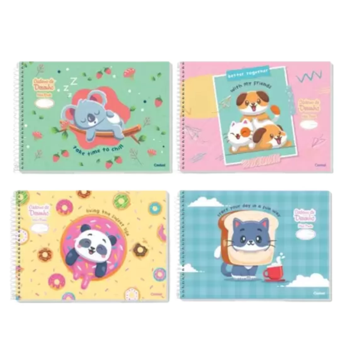 CADERNO DESENHO UNIVERSITÁRIO 80 FLS MEIA PAUTA LALA PETS- CREDEAL