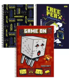 CADERNO ESPIRAL 1/4 80F MINECRAFT CAPAS SORTIDAS- FORONI
