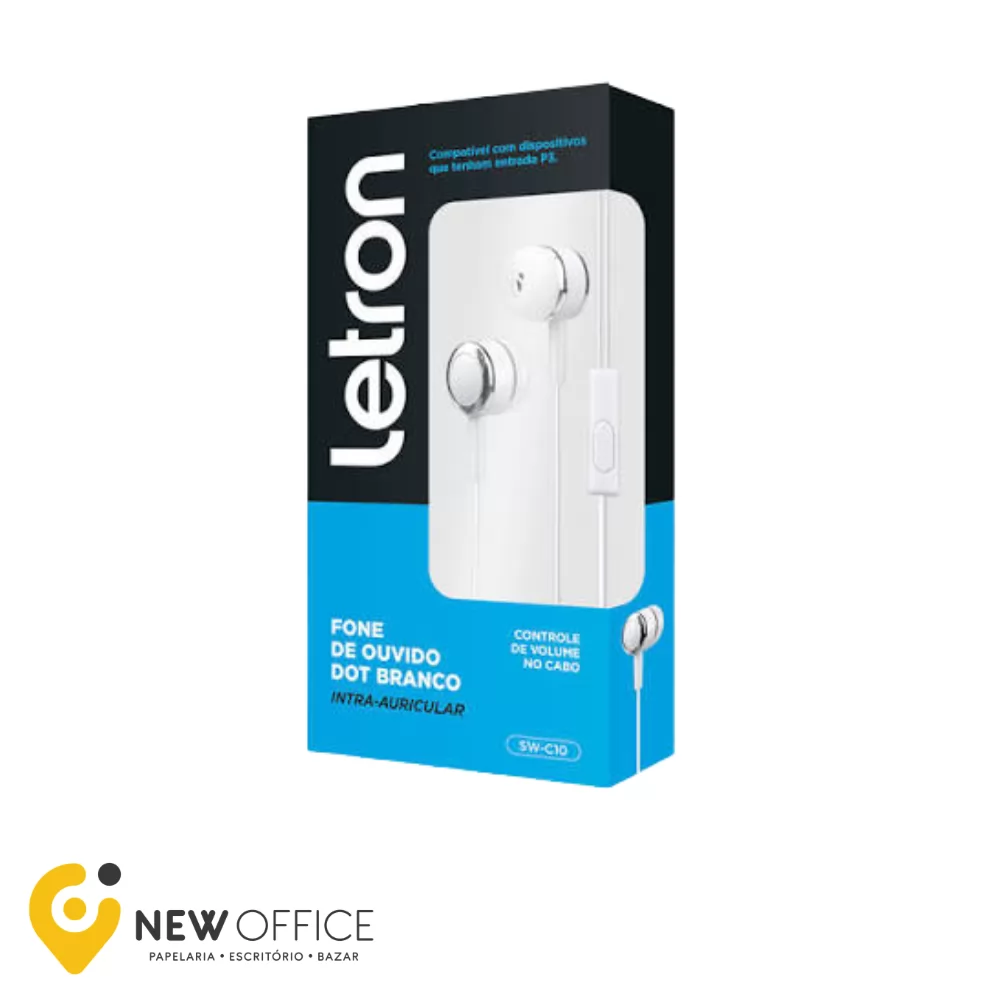 FONE DE OUVIDO COM MICROFONE INTRA AURICULAR H26 BRANCO - LETRON