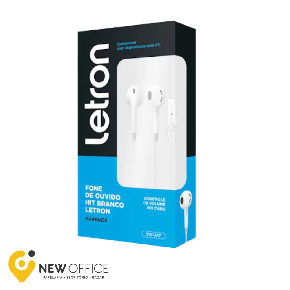 FONE DE OUVIDO DOT BRANCO INTRA AURICULAR COM FIO E MICROFONE- LETRON