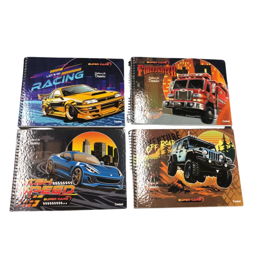 CADERNO DESENHO 80FLS SUPER CARS- CREDEAL