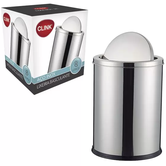 LIXEIRA BASCULANTE EM ACO INOX 8L 1UN