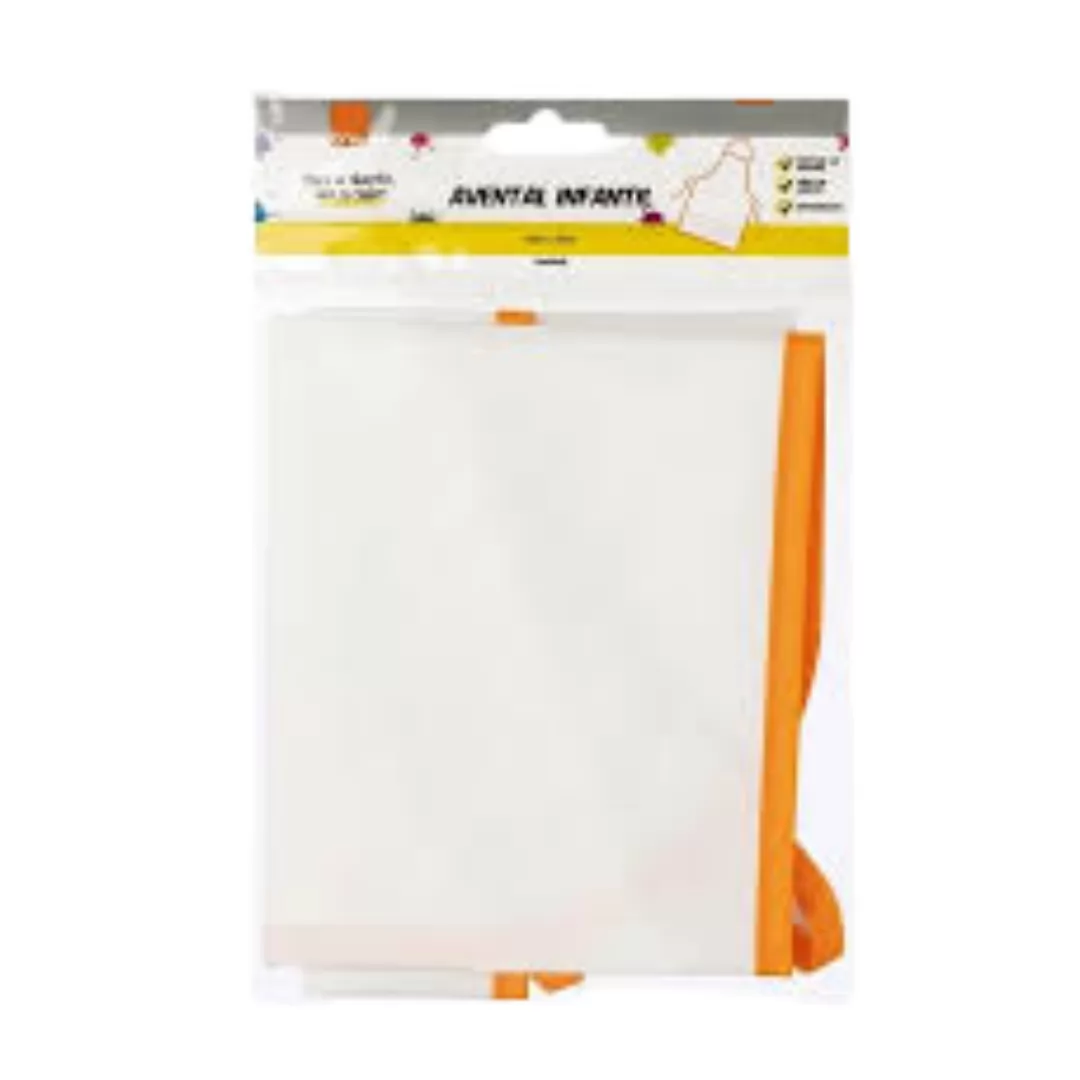 AVENTAL INFANTIL PLÁSTICO - BRANCO - BLISTER C/ 1UN