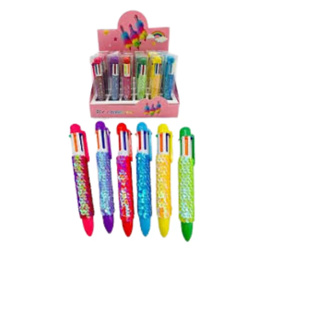 CANETA LANTEJOULA MULTICOLORIDA 6X1 - POLIBRINQ