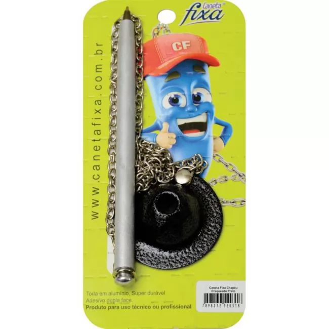 CANETA FIXA CHAPEU POLIDA C/SUPORTE PRETO - CANETA FIXA