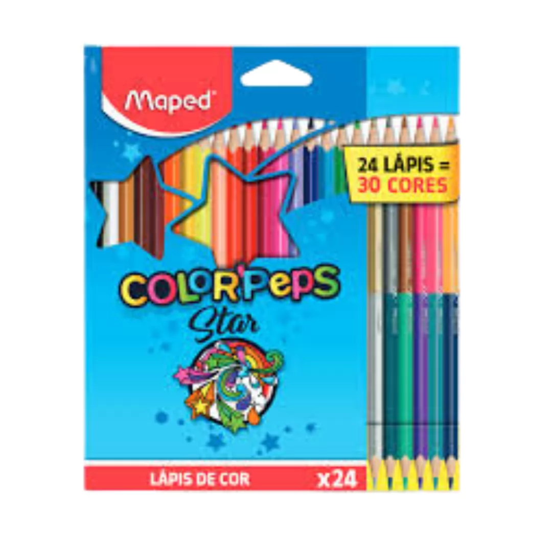 LAPIS DE COR COLORPEPS STAR 24 UNIDADES E 30 CORES