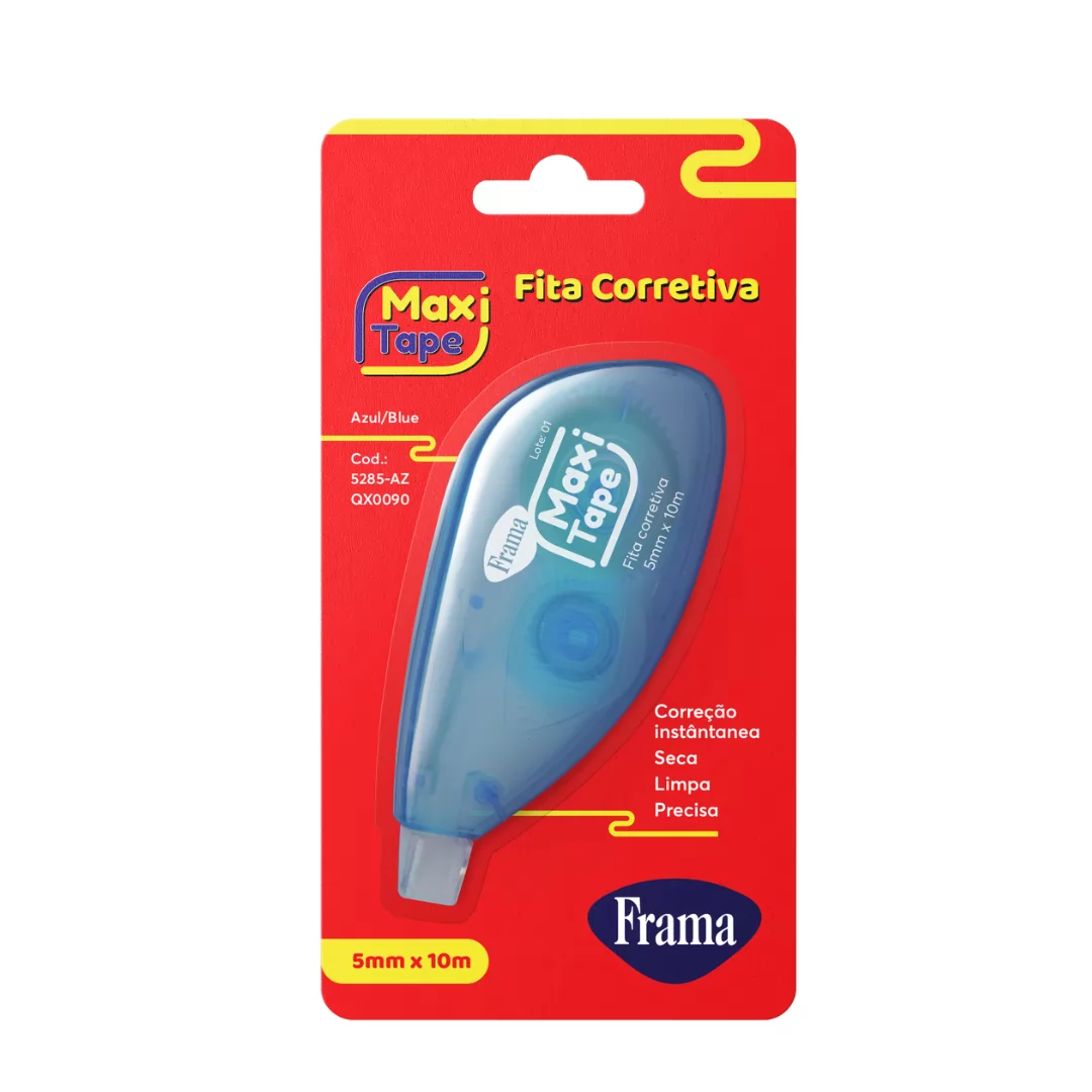 FITA CORETIVO MAXI TAPE OFFICE SORT. 5MM X 10M AZUL