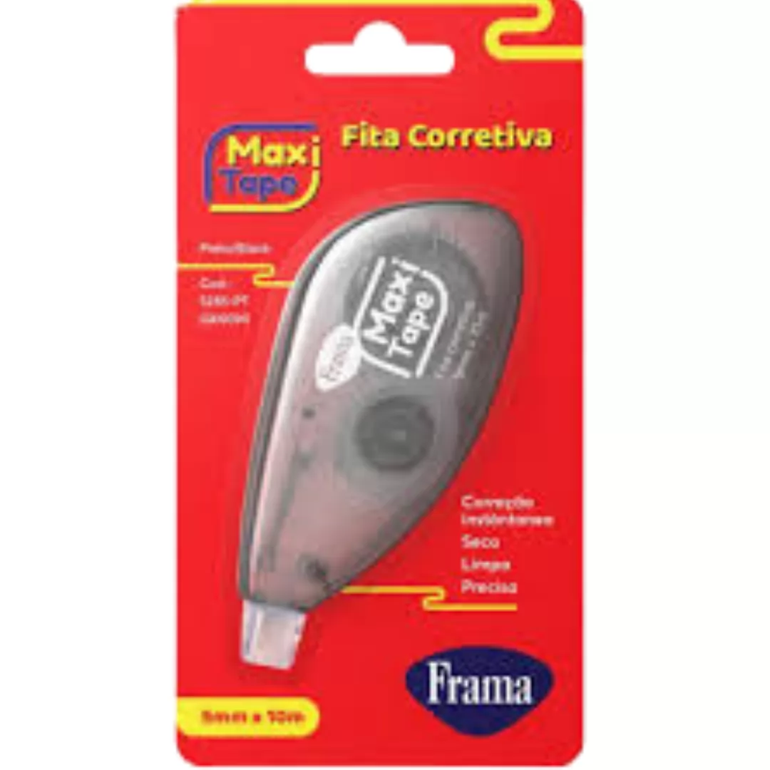 FITA CORRETIVA MAXI TAPE OFFICE SORT. 5MM X 10M PRETO