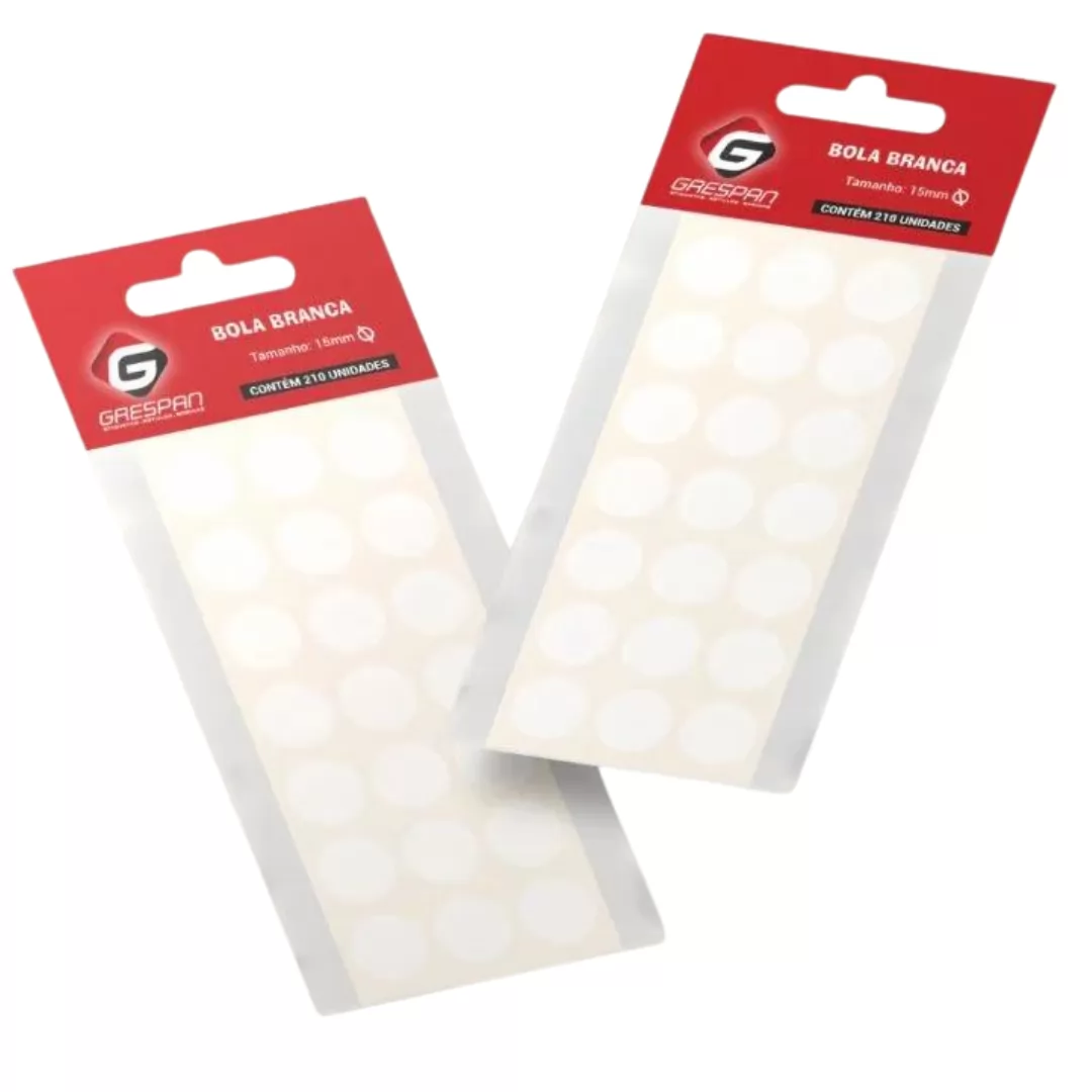 ETIQUETA REDONDA TRANSPAENTE 15MM. C/210 ETIQUETAS CARTELA - GRESPAN