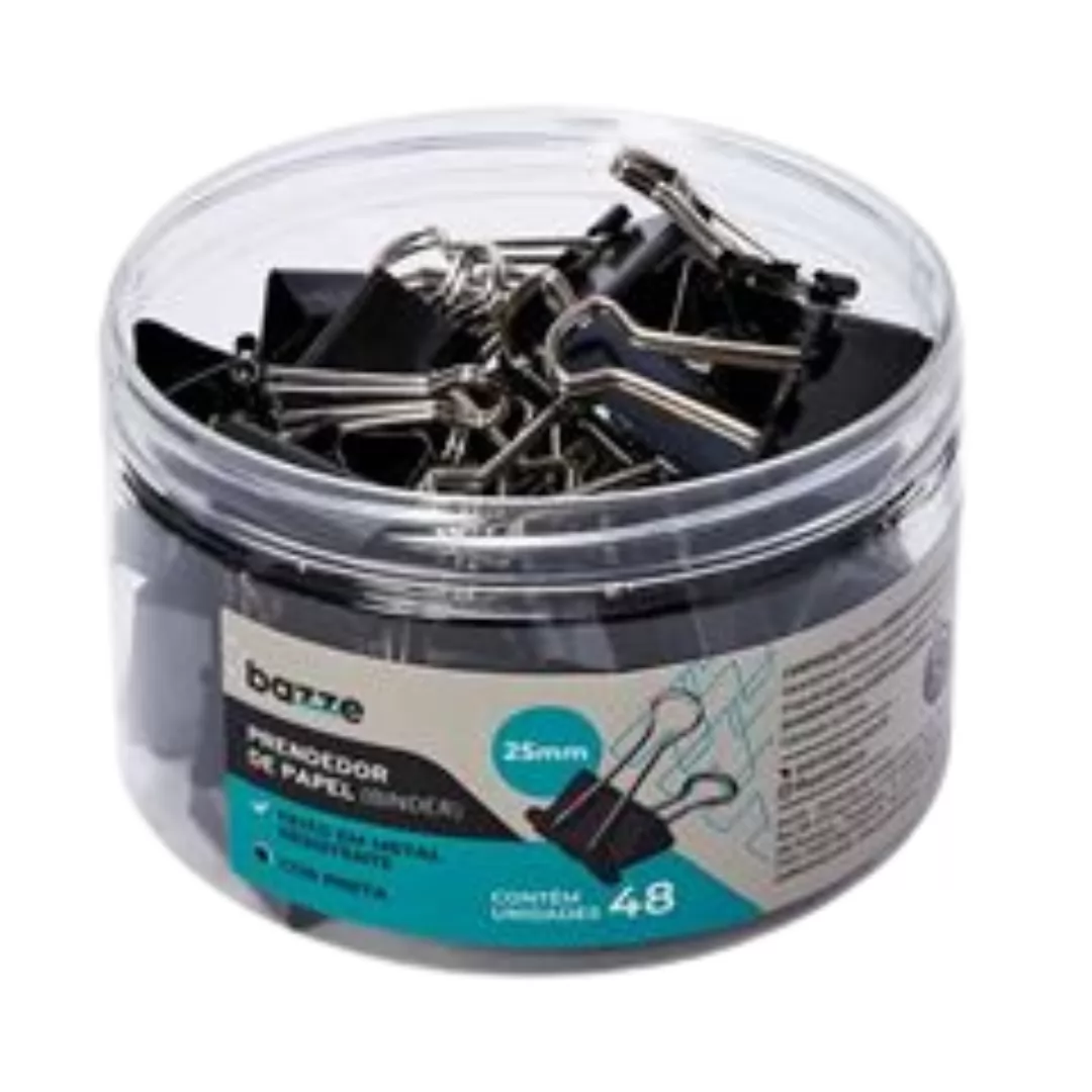 PRENDEDOR DE PAPEL BAZZE BINDER 25MM PRETO- BAZZE