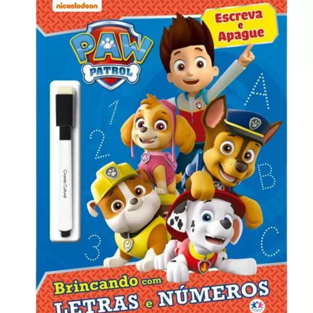 LIVRO ESCREVE E APAGUE PATRULHA CANINA - BRINCANDO COM LETRAS E NUMEROS- CIRANDA CULTURAL