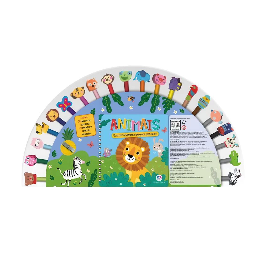 KIT ANIMAIS LIVRO COM ATIVIDADES E DESENHOS PARA COLORIR- CIRANDA CULTURAL