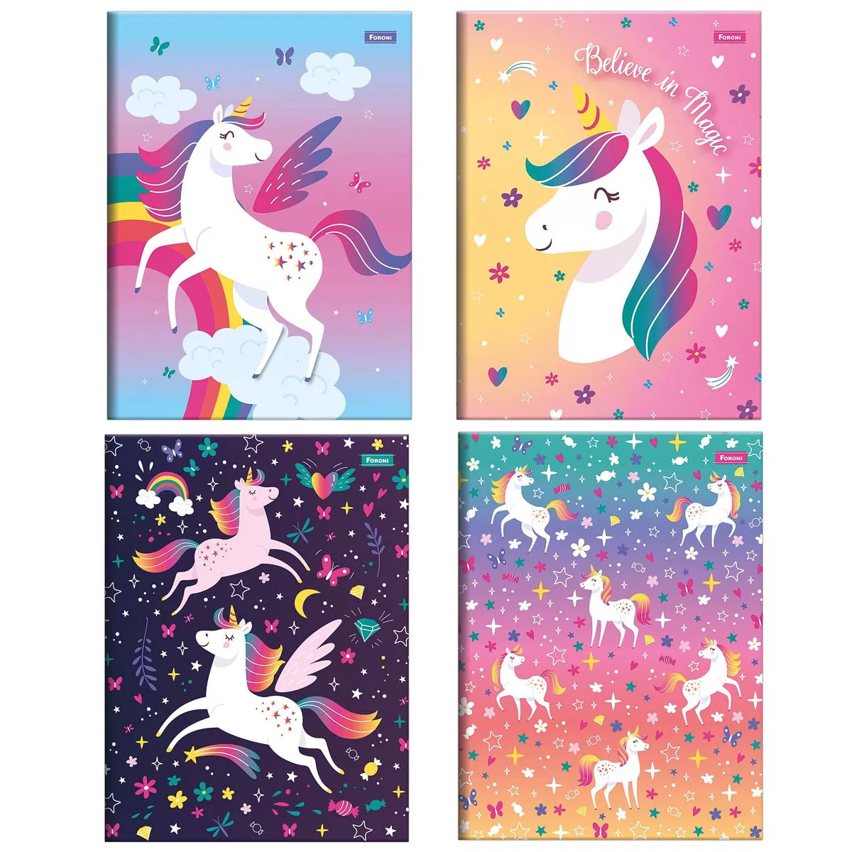 CADERNO BROCHURAO 80F UNICORNIO CAPAS SORTIDAS- FORONI