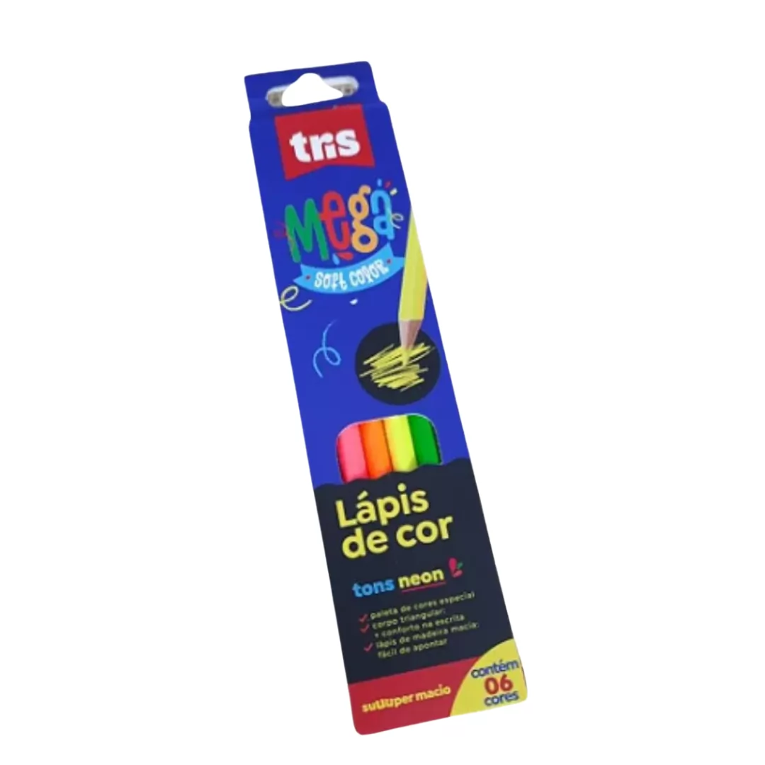 LAPIS COR MEGASOFT NEON 6 COR CJTO- TRIS