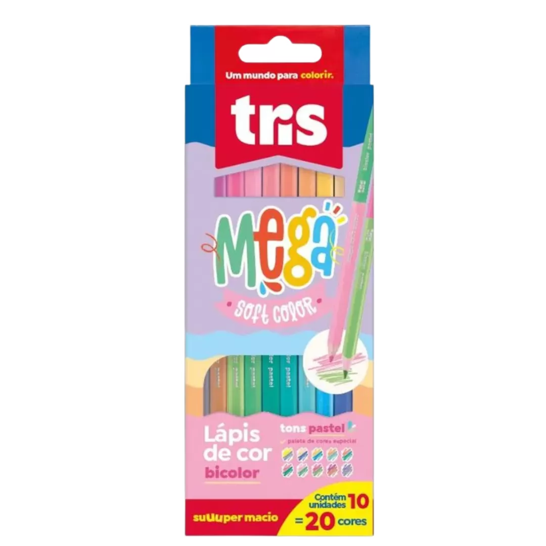 LAPIS COR MEGASOFT PASTEL DUPLO 20 CORES - TRIS